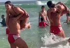 Flavia Laos vivió bochornoso momento por broma pesada de Fabio Agostini en lanzarse en las playas de Brasil