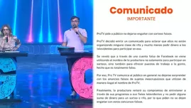 ProTV Producciones emitió comunicado por sorteos falsos.